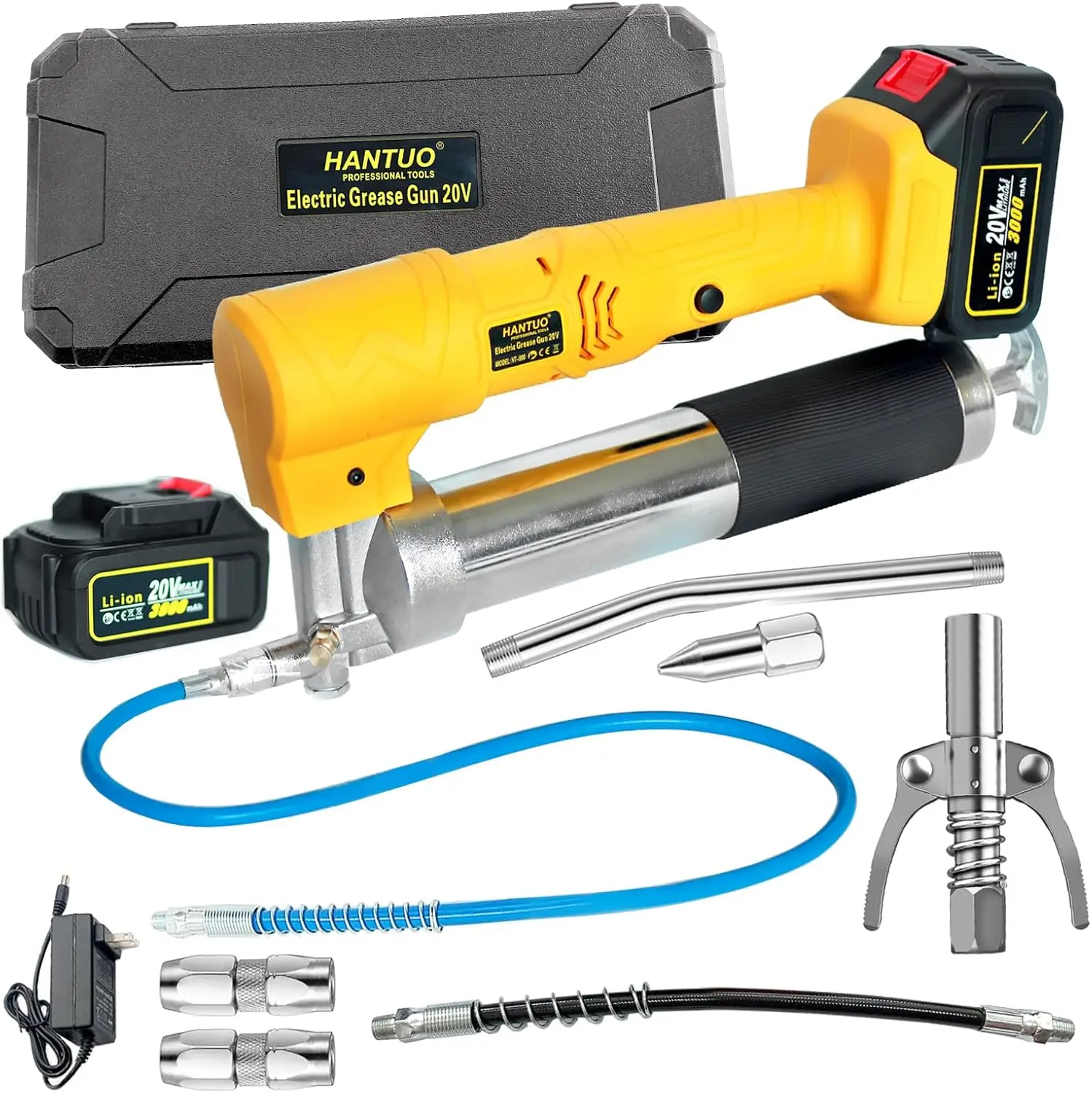 

Grease Gun Kit 20V MAX with Battery and Charger Cordless Grease Gun, 12000 PSI Electric Grease Gun with Quick Release Coupler