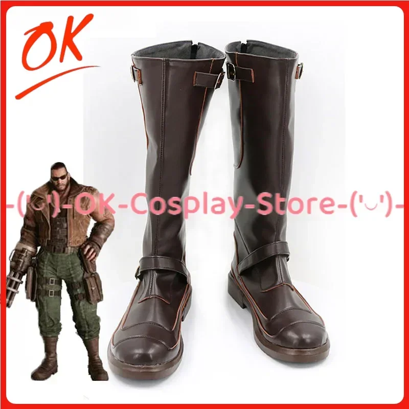 [Personalizado] FF7 Barret Wallace Cosplay Sapatos Anime Jogo Roleplay Costume Prop Halloween Carnaval Festa de Férias Botas de Couro PU