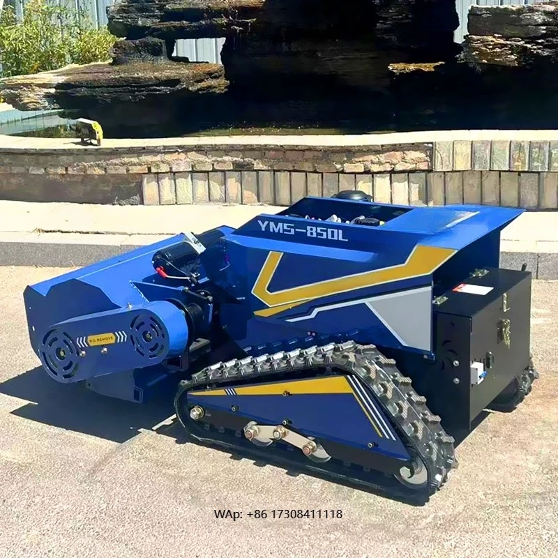 

Remote Control Lawn Mower Climbing Crawler Robotic with 4-Stroke Feature Cutting Slopes Flail Mower