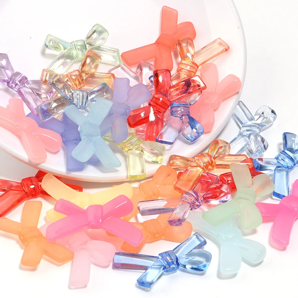 20pcs/lot Acrylic Clear Mix Butterfly Bow Beads Candy Loose Beads DIY Jewelry Making Phone Key Bag Chain Car Pendant Accessories