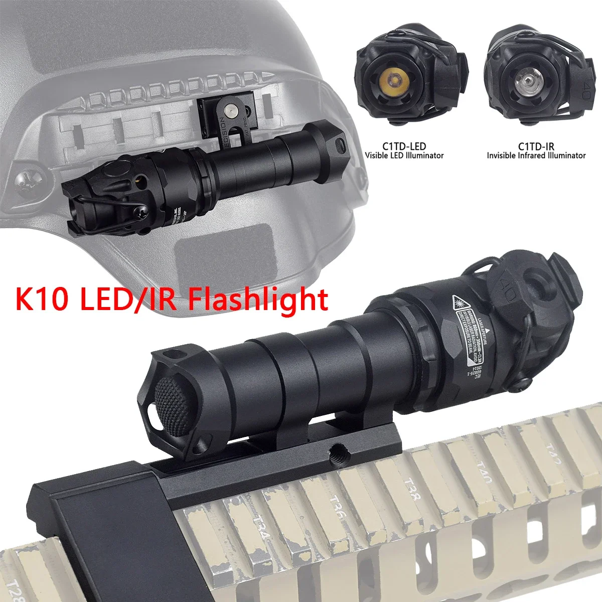 

Tactical Adjustable IR Scout Light KIJI Aluminum Hunting K10 IR Light LED Flashlight CNC IR 850nm Illumination Weapon Light 20mm