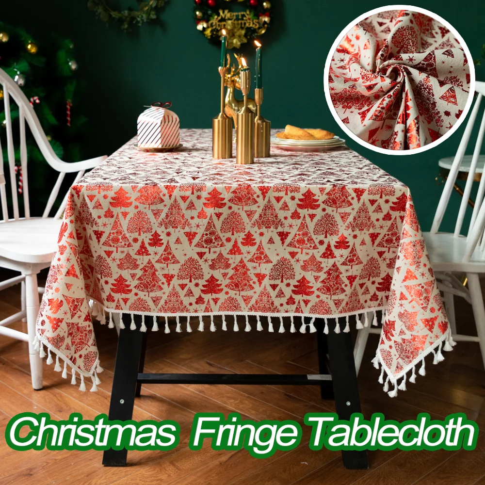 Weihnachten Rechteckige Tischdecke Fransen Weihnachtsbaum Haus Esstischdecke Couchtisch Abdeckung Weihnachten Party Dekor Abdeckung