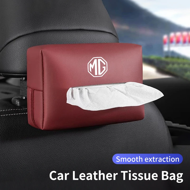Car Seatback Tissue Box Leather Armrest Paper Case Tower Storage Bag For Morris Garages MG 3 5 6 7 HS ZS GS Hector TF GT ZR 550 view 3