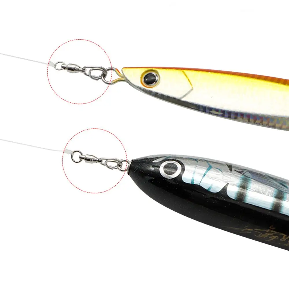 5Pcs Bearing Swivel Oval Split Rings Stainless Steel Hooked Snap Rolling Swivel Lure Connector Jig Connecting Ring Fishing