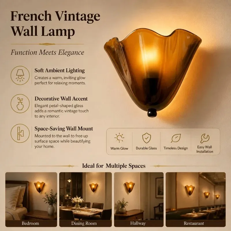 Luxury Elegant French Vintage Romantic Floral Skirt Wall Sconce Ambient Light for Living Dining Bedroom Mid-Century Decor