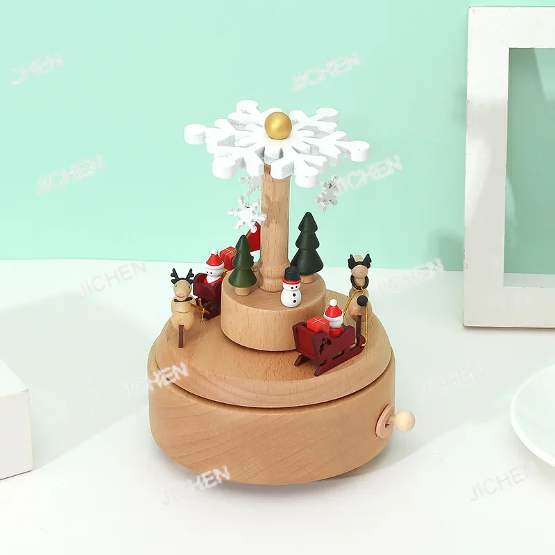 

Музыкальная шкатулка-карусель JCQ Neu из дерева, подарок на день рождения для детей, рождественские поделки