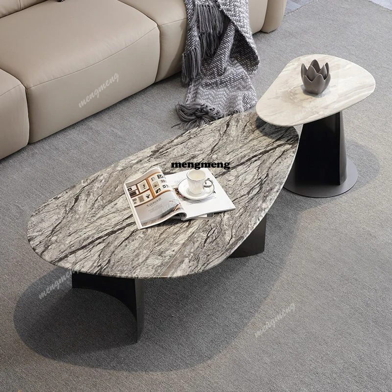 Marble coffee table side table combination household light luxury size coffee table living room home cross-border