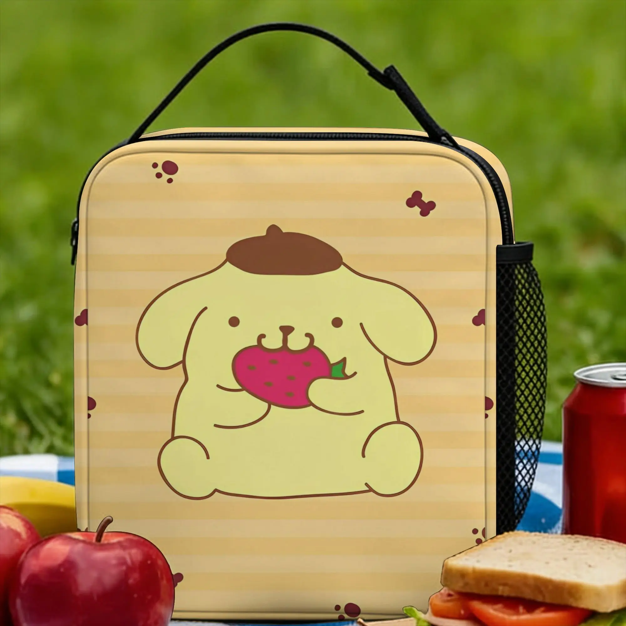 

Термосумка для обедов Pom Pom Purin Strawberry, большая, для еды, термосумка-тоут, ланч-бокс, для офиса, пикника, бенто-сумка