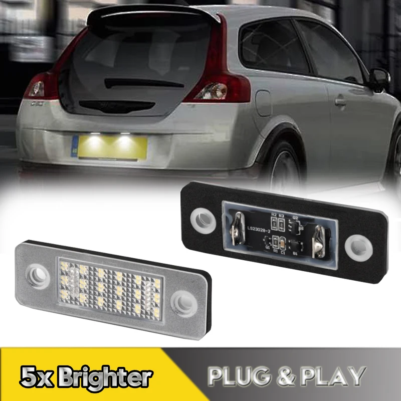 

2Pcs LED Number License Plate Ligts Lamps For Volvo C30 2008-2013 Canbus 6000K White Car Accessories OEM#31213991