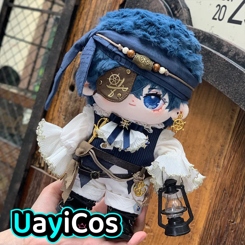 20cm Doll Clothes Captain Pirate Western Gorgeous Shirt Pants Vest Eye Mask Belt  Ear clip Coat Hat Clothing  Suit Anime Game T