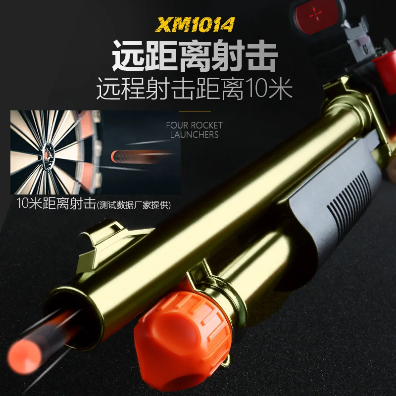 ปืนซอฟต์บอล XM1014 สามารถยิงแบบปืนฉีดน้ำได้ เป็นปืนของเล่นสำหรับเด็กผู้ชายที่ยิงได้ไกล