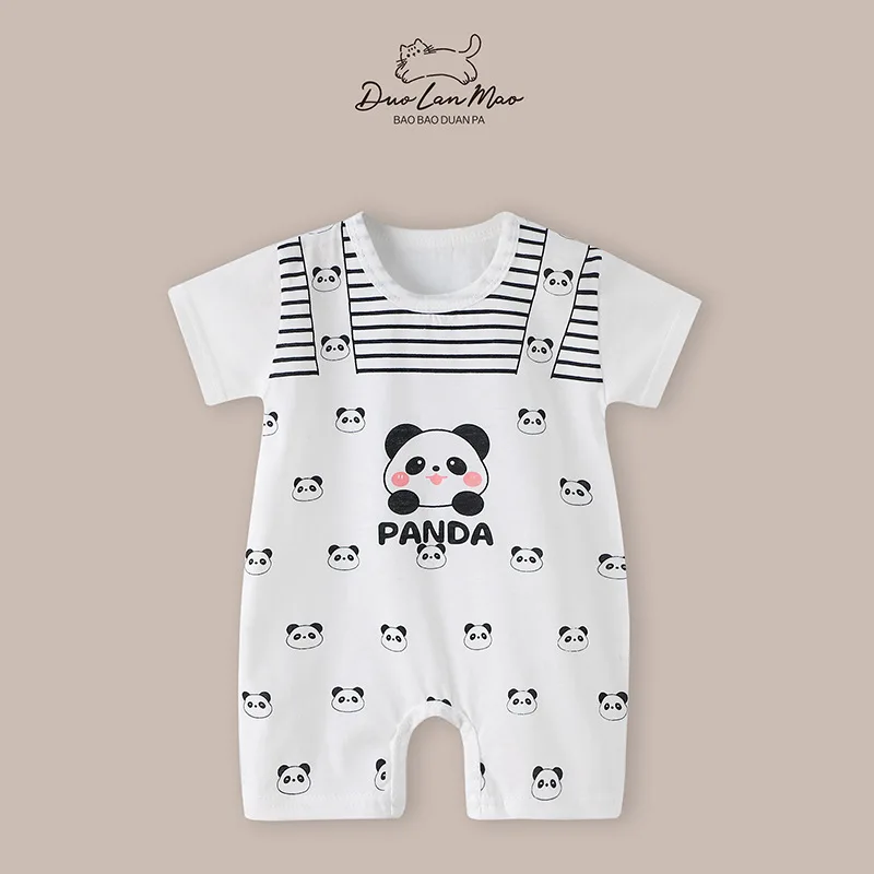 Newborn Christmas Clothes Cartoon Funny Short Sleeve Rompers Infant Boys Girls Cute Thin Cotton Onesie Loose Shorts Bodysuits