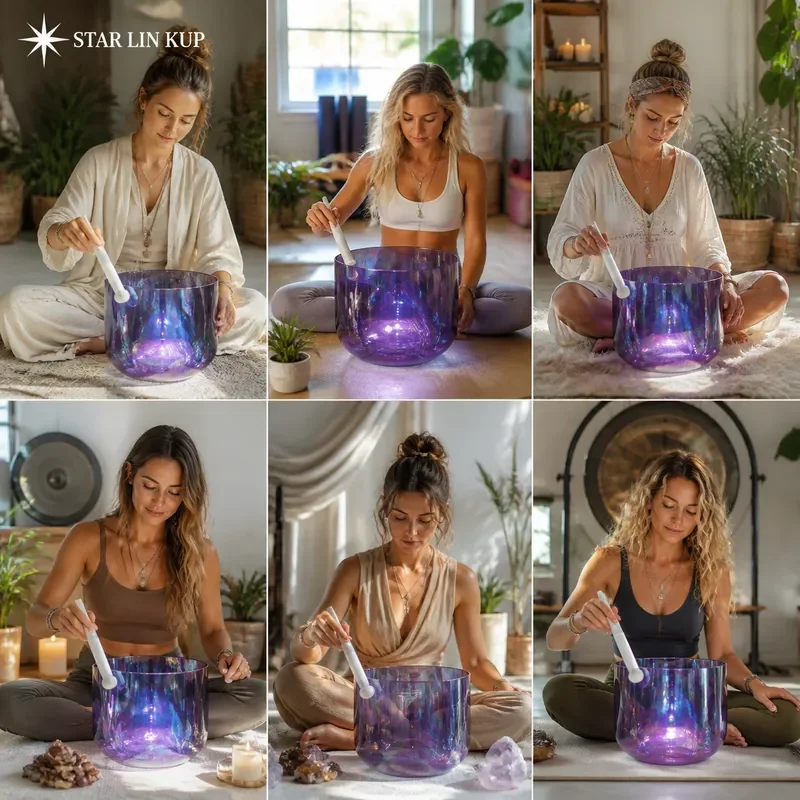 STAR LIN KUP Thickened Purple Aurora Crystal Singing Bowl High Quality Sound Bath Healing Meditation Chakra Alchemy