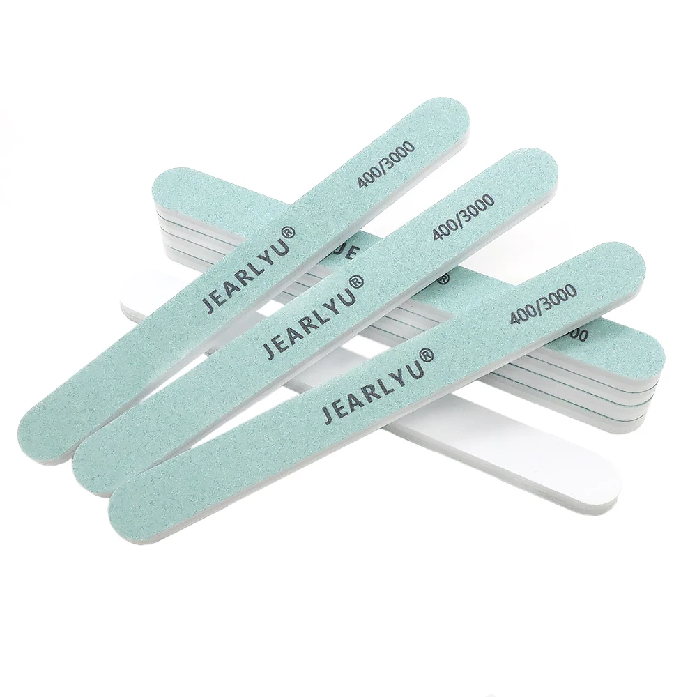 5/10개입 양면 폴리싱 버퍼 400/3000 그릿 그린&화이트 스트레이트 네일 파일 스트립 네일 스타일리스트 용품 매니큐어 도구