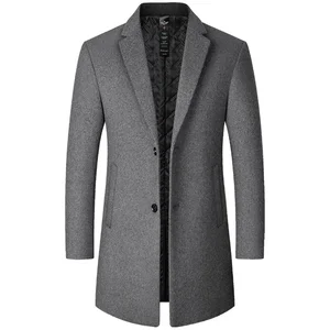 Бренд BROWON, Тренч для мужчин, Осень-зима, новое однотонное длинное шерстяное пальто для мужчин, деловая Повседневная ветровка, мужская одежда