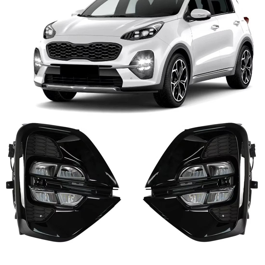 DRL Daytime Running Lights Car LED Fog Lamps Wireless DRL LED Head Lights For KIA Sportage 2019 2020 2021 2022
