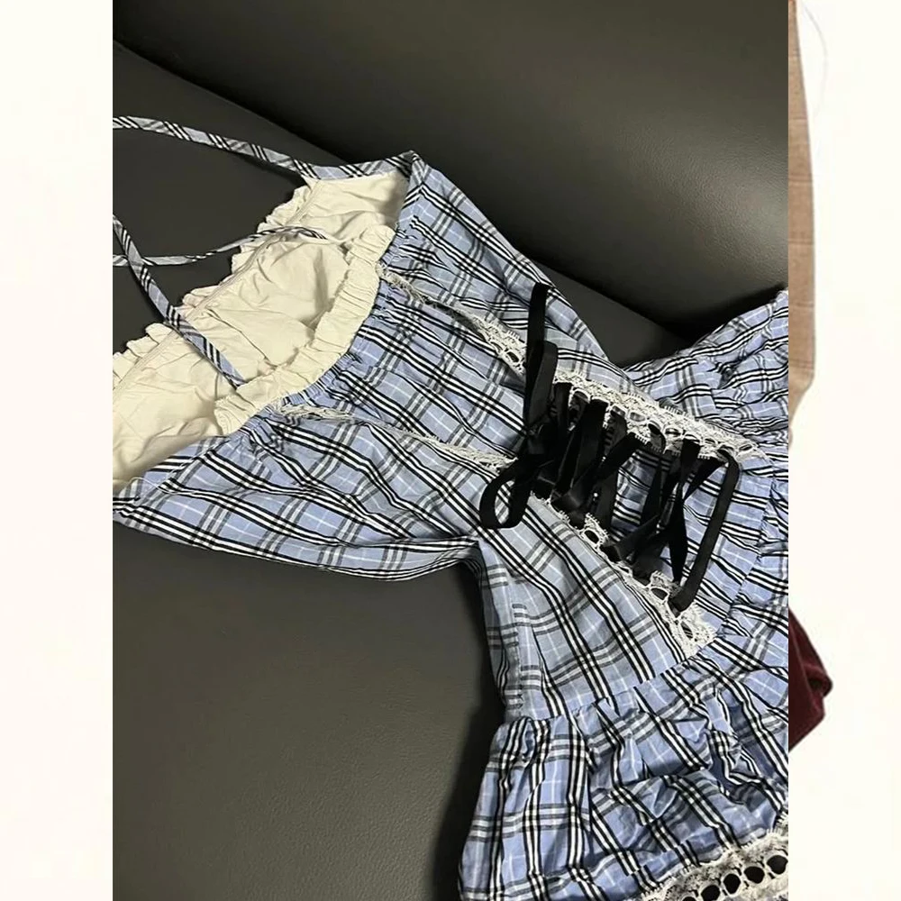 Japanese Kawaii Sweet Waist Thin Belt Dress Cute Lolita Sleeveless Dress Y2K Elegant Slimming Fashion Lace Skirt 2026 Summer view 6