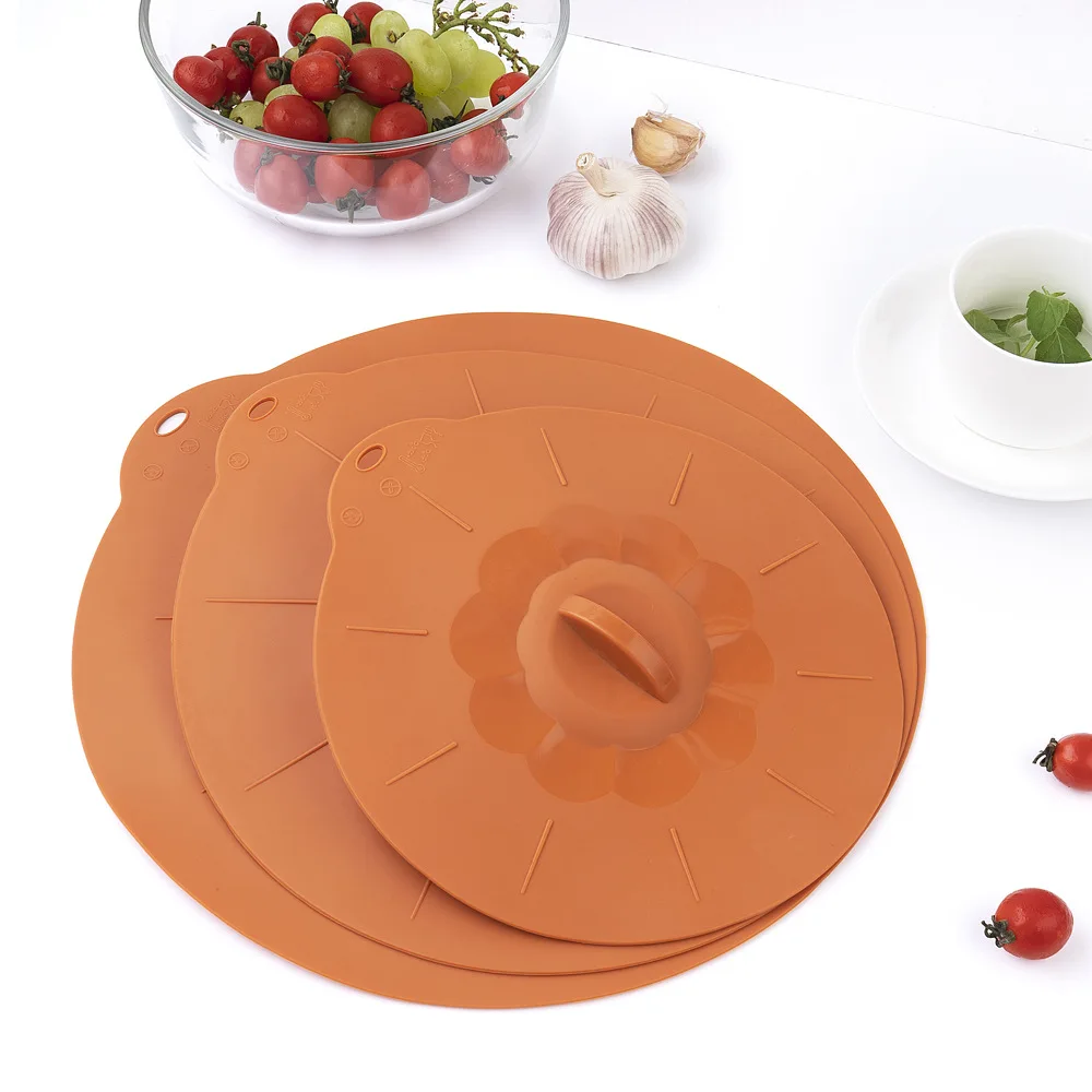 

3 Size Silicone Lids Microwave Splatter Cover Reusable Heat Resistant Food Suction Lids fits Cups Bowls Plates Pots Pans