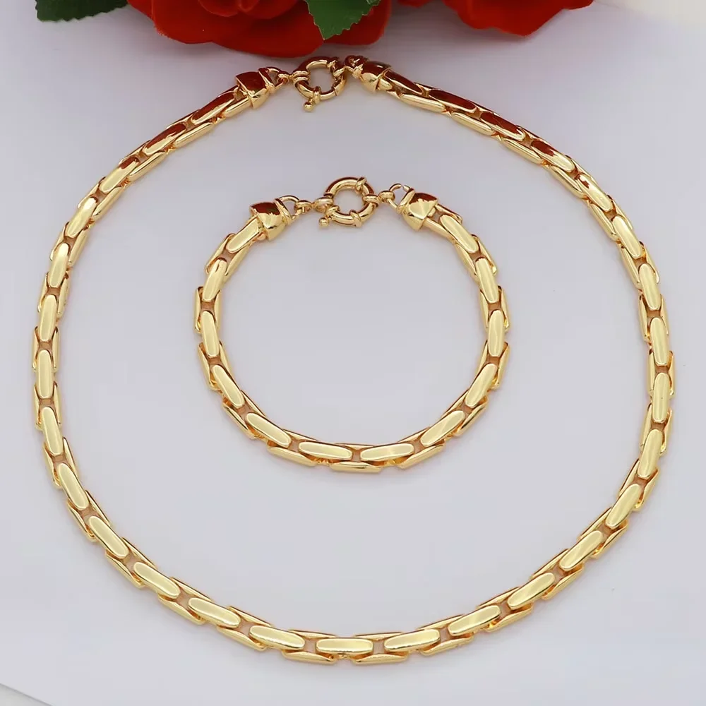 African Jewelry Necklace Bracelet For Women Moderate Size High Quality Copper Chains 45CM Hip Hop Wholesale Accessories