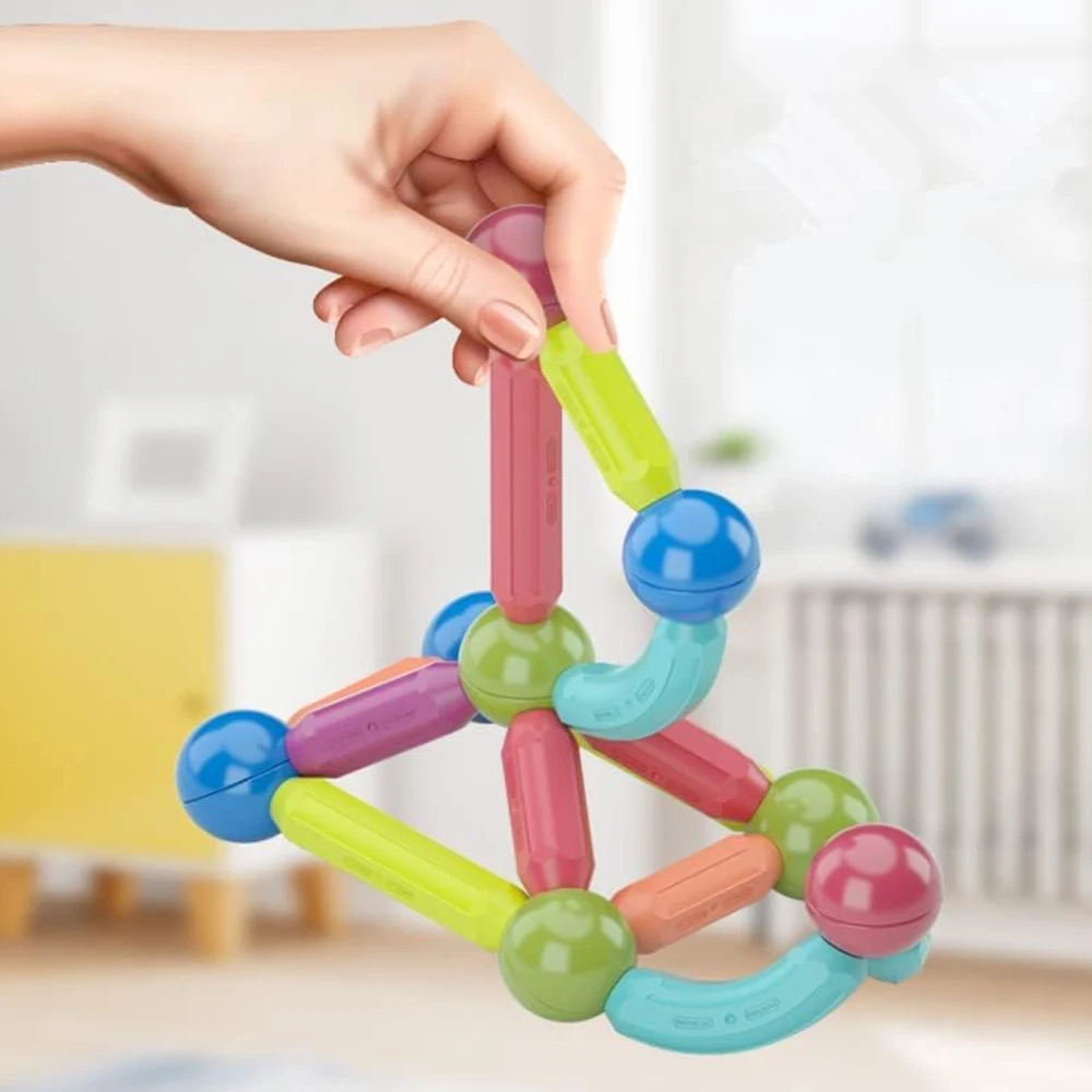 مجموعة الكرات والقضبان المغناطيسية، مجموعة بناء المغناطيس، الكرات والأعواد المغناطيسية - تتميز بأمان وقوي جدًا وألعاب مونتيسوري والرياضيات