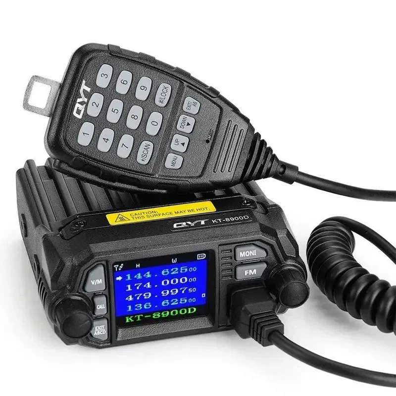 QYT KT8900D Mini Mobile Radio Color Screen Quad Standy Display 25W Dual Bands VHF UHF Compact Design Car Transceiver