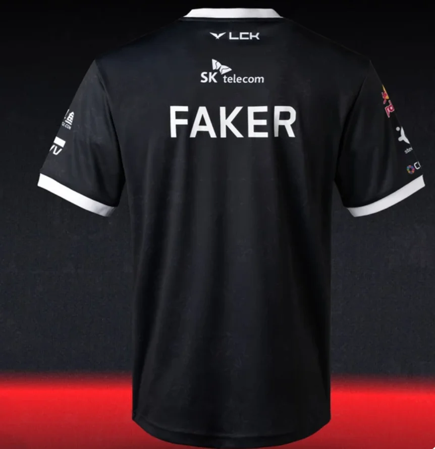 3D printing men's gaming clothing skt faker same style round neck T-shirt open black e-sports outdoor breathable and comfortable