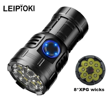 High power LED Mini flashlight USB rechargeable with 8 * XPG beads tail magnet clip torch waterproof portable lighting