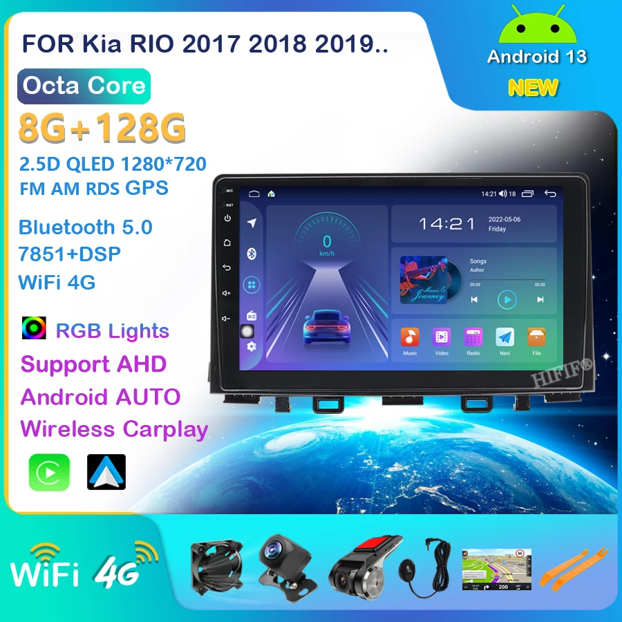 

Android 13 Multimidia Video Player DSP CarPlay Car Radio GPS For Kia RIO YB 2016 2017 2018 2019 2020 4G DVD No 2 Din 2din