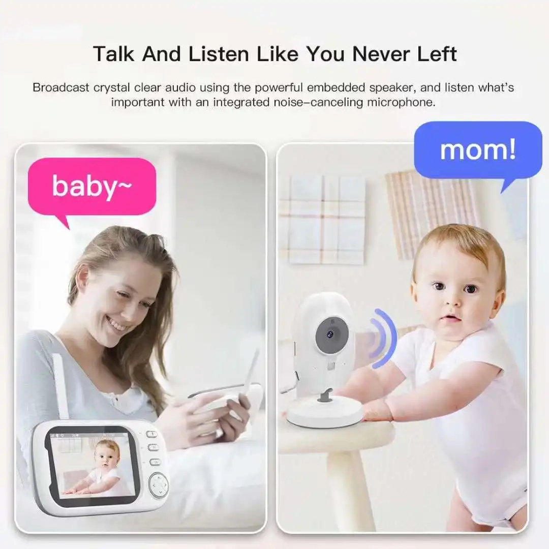 3.5Inch Screen  720P Wireless Baby Monitor Temperature Monitoring VOX Feeding Remind Intercom BabySistter Nanny Cam