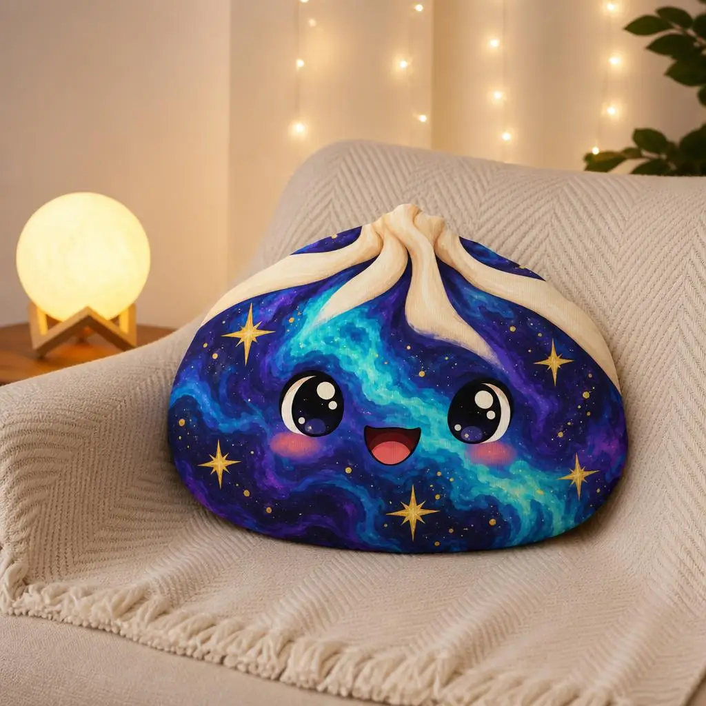 Kawaii Galaxy Dumpling Pillow Starry Bao Cushion Cute Space Throw Pillow Shaped Stuffed Floor Cushion for Home Decor Gift