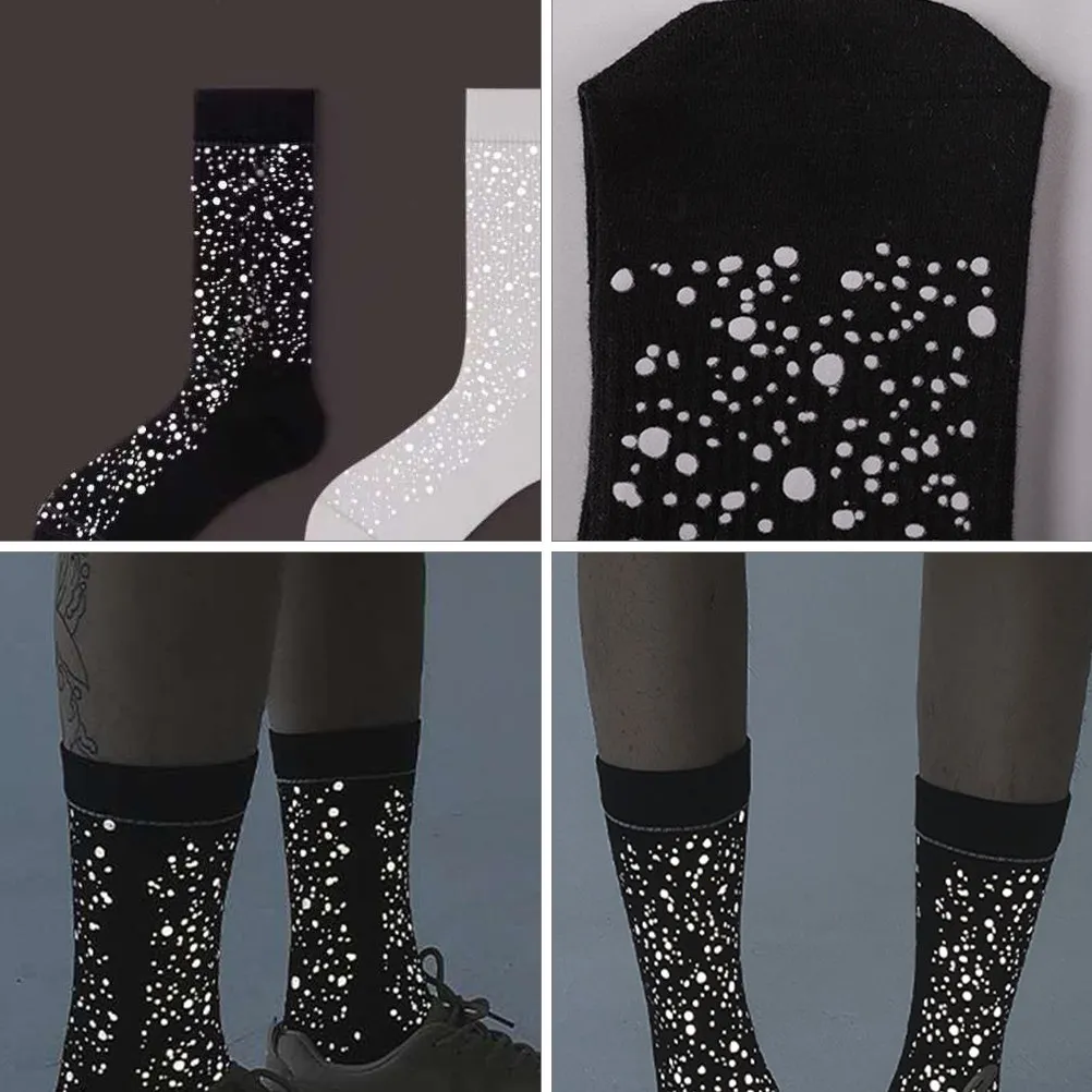 

1Pair Couple Socks Reflective Polka Dots Luminous Nightclub Socks Soft Elastic Skin Friendly Cotton Stockings for Men
