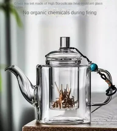 Japanese Square Glass Pot Square Home Tea Infuser Tea Separation Teapot Thickened Kung Fu Tea Set