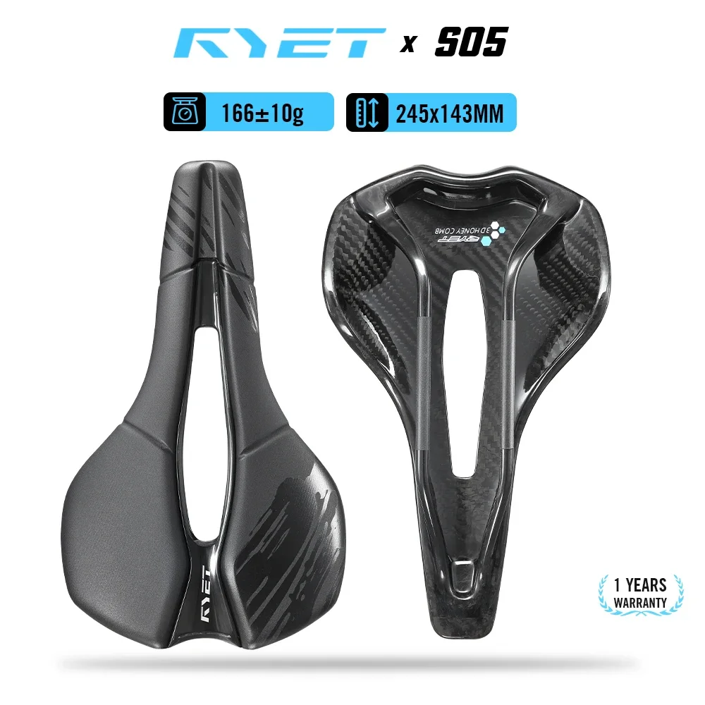 

RYET полностью карбоновое велосипедное седло с 3D принтом 245x143 мм с вакуумной подкладкой, сверхлегкое для MTB гравий, шоссейных гонок, легкий велосипедный спорт