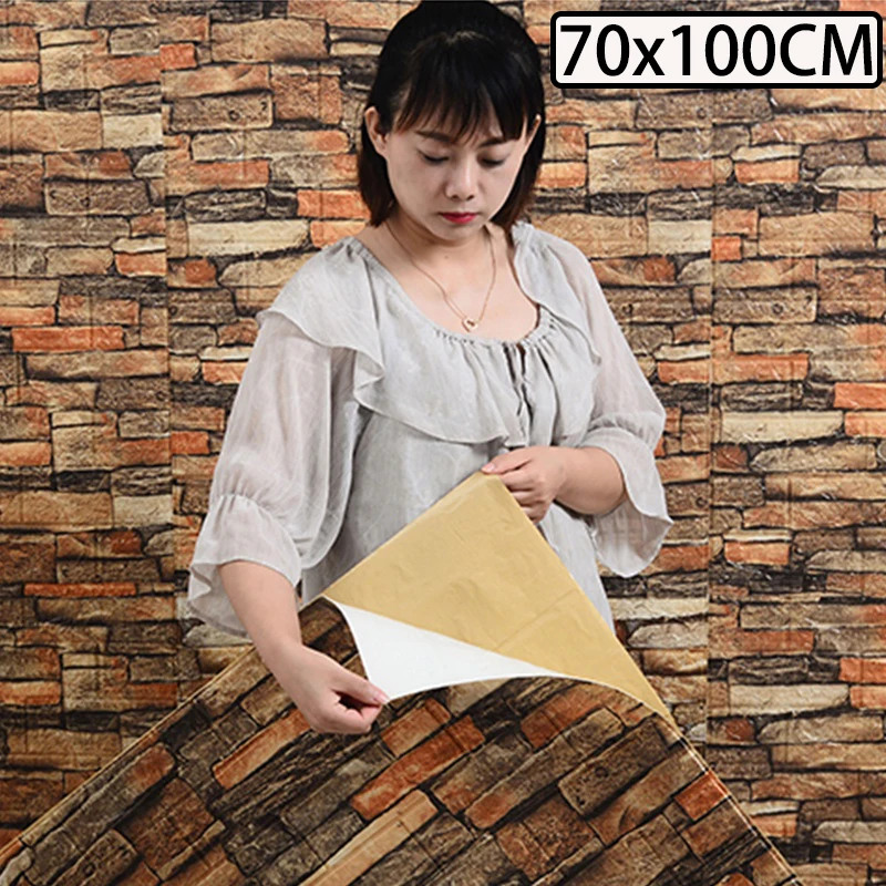 70 x 100 cm große selbstklebende Tapete für Wandhintergrund, Dekor, Schlafzimmer, Wohnzimmer, DIY 3D-Faux-Ziegel, dekorative Wandaufkleber
