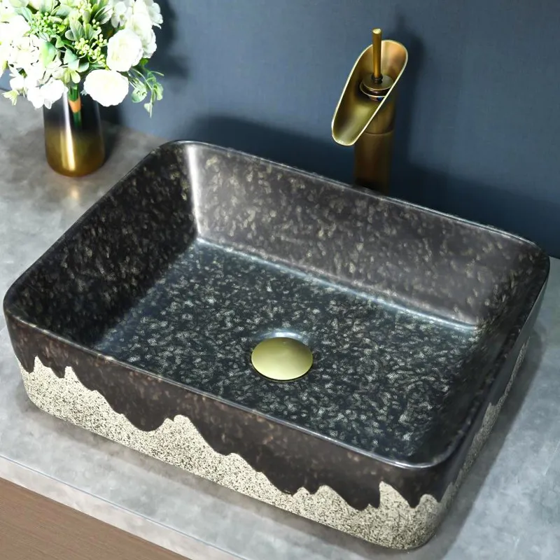On-stage basin, ceramic art washbasin, rectangular washbasin