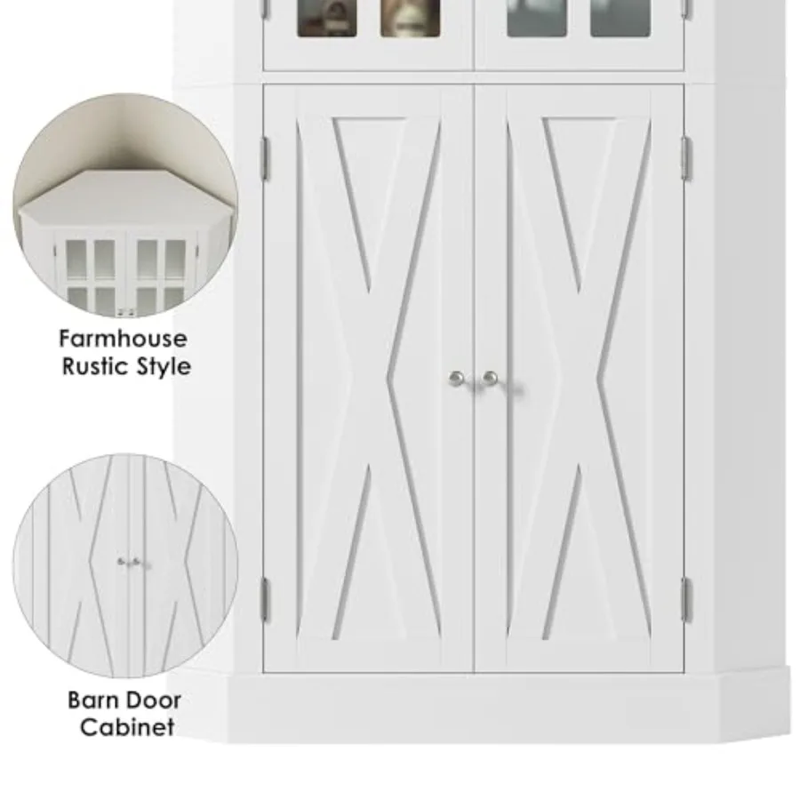 67 خزانة زاوية مخزن المطبخ مع أبواب خزانة المطبخ المزرعة مع 6 أرفف تخزين موفر للمساحة للحمام Li #6