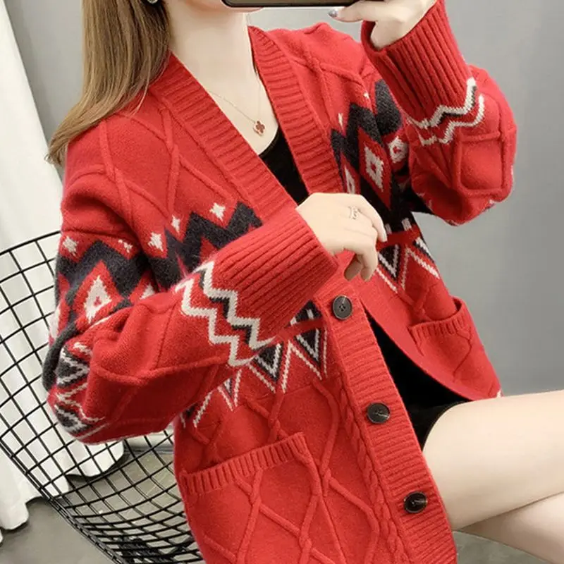 2023 Autumn/Winter Korean Women's Knitted Sweater Cardigan New Fashion Knitted Sweater Coat Trend