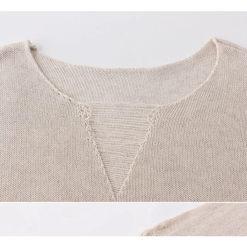 Herbst V-ausschnitt frauen Neue Stil Genäht Hohl Mode Einfarbig Schlank Lange ärmeln Design Gestrickte Lose Top