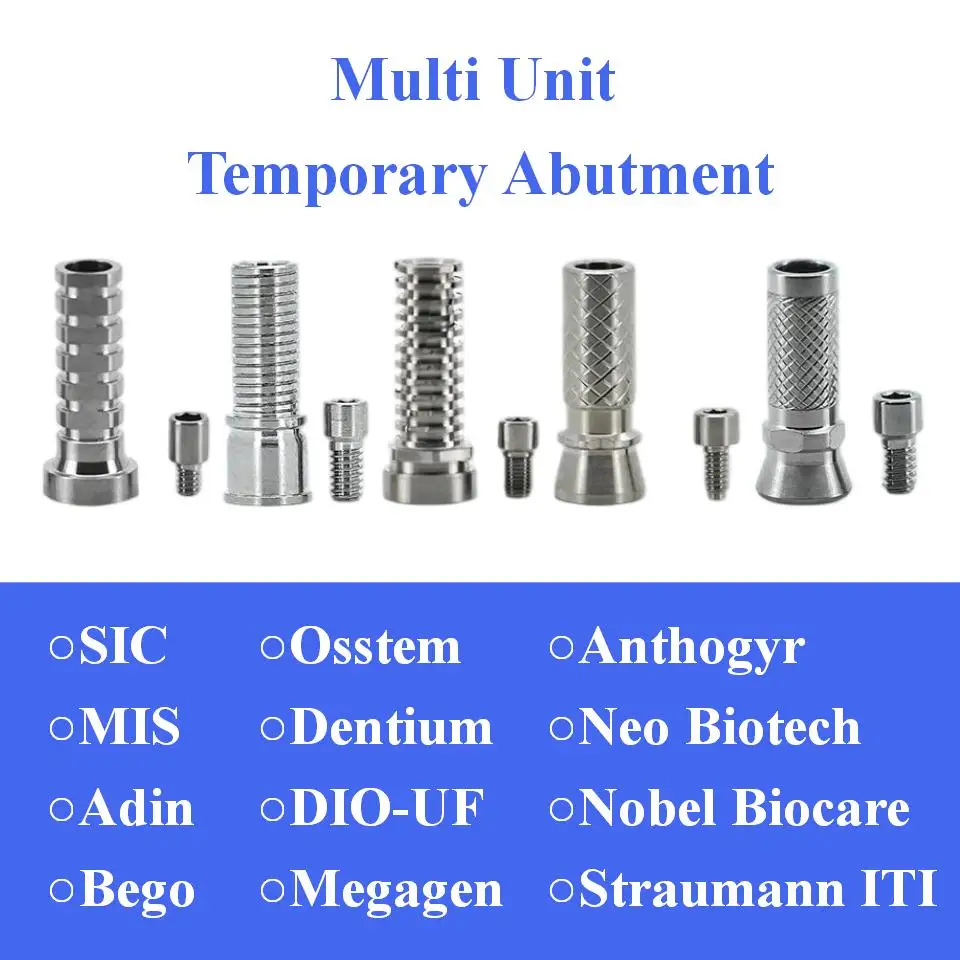 10Pcs Dental Multi Unit Temporary Abutment Fits Multiple Systems Osstem Nobel Dentium Megagen Provisional Coping Hardware Tools