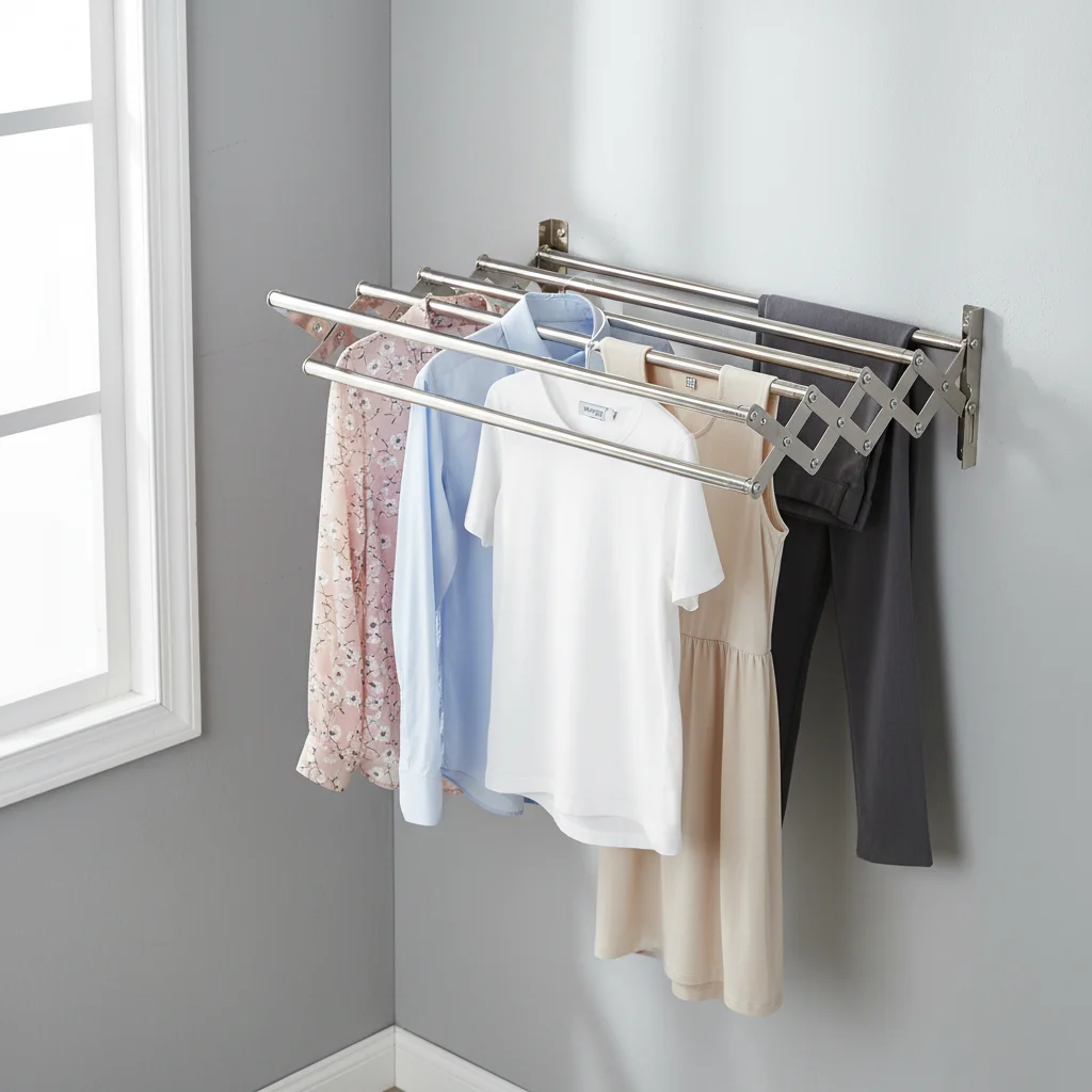 

Выдвижная вешалка для одежды, настенная вешалка для одежды, сушильная рама из нержавеющей стали для спальни, магазина, балкона, ванной комнаты