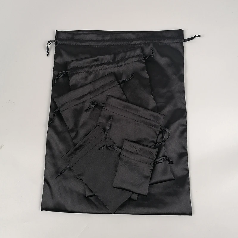 60p Black high quality smooth storage bag dust bag bundle Drawstring bag environmental protection storage bag Silk satin cloth