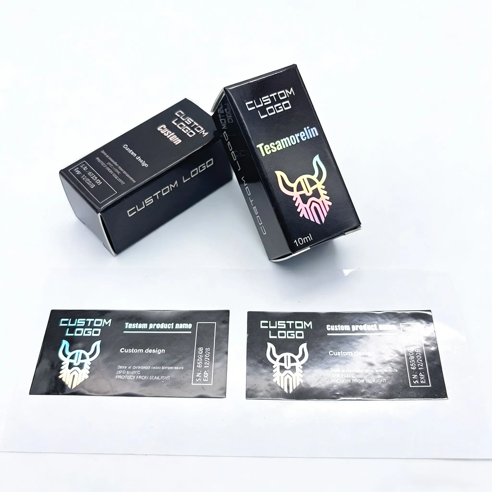 Custom Printed 3ml 10ml Vial Labels for Laboratory Research & Formulation Packaging