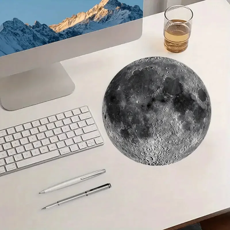 Lunar Surface Print Circle small mouse pad desk pad rubber anti-slip edge locking laptop office mat pc accessories gaming mats