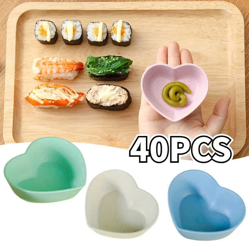 

Sauce Dishes Mini Heart Shaped Tableware Salt Snacks Small Dipping Cups Seasoning Mustard Wheatgrass Bowls Kitchen Supplies