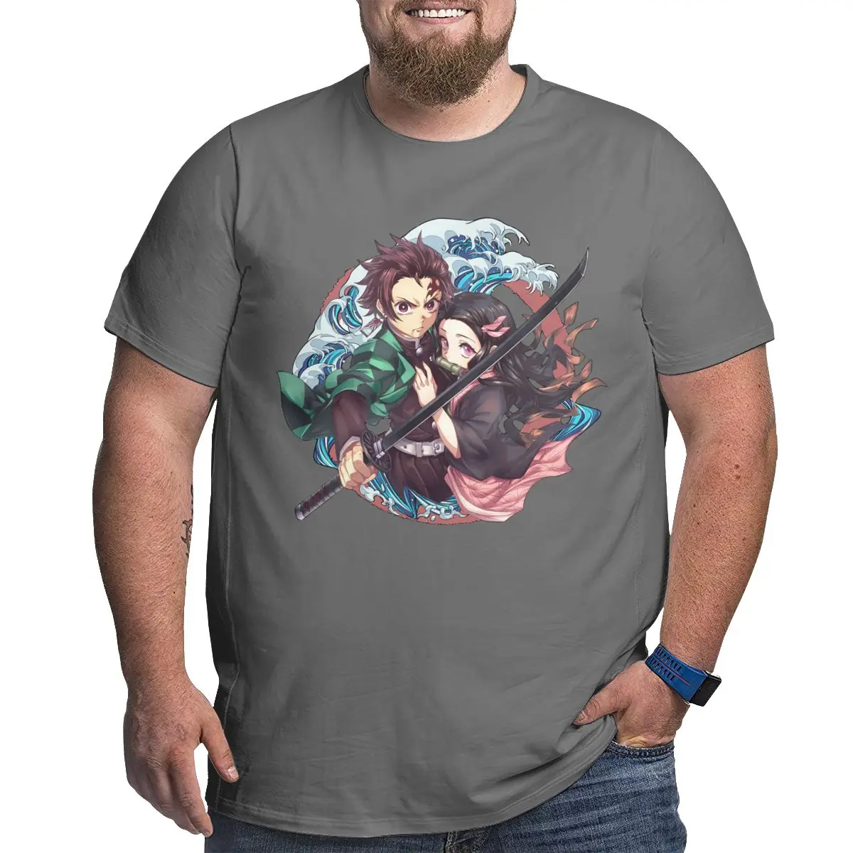 Demon Slayer aime T Shirts Pure Cotton printed Tops printed t-shirt Round Neck Big Tall Tees Plus Size 4XL 5XL 6XL T-Shirts