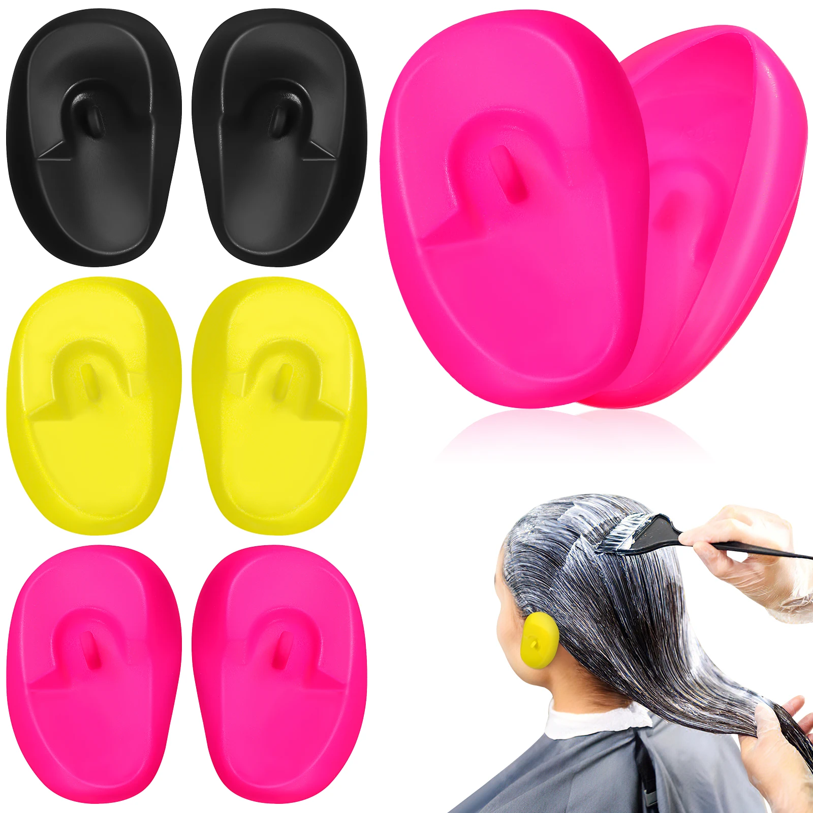

6pcs Earmuffs Ear Covers Hair Dyeing Supplies Waterproof Reusable Salon Yellow Each Prevent Water Dye Enter Ears