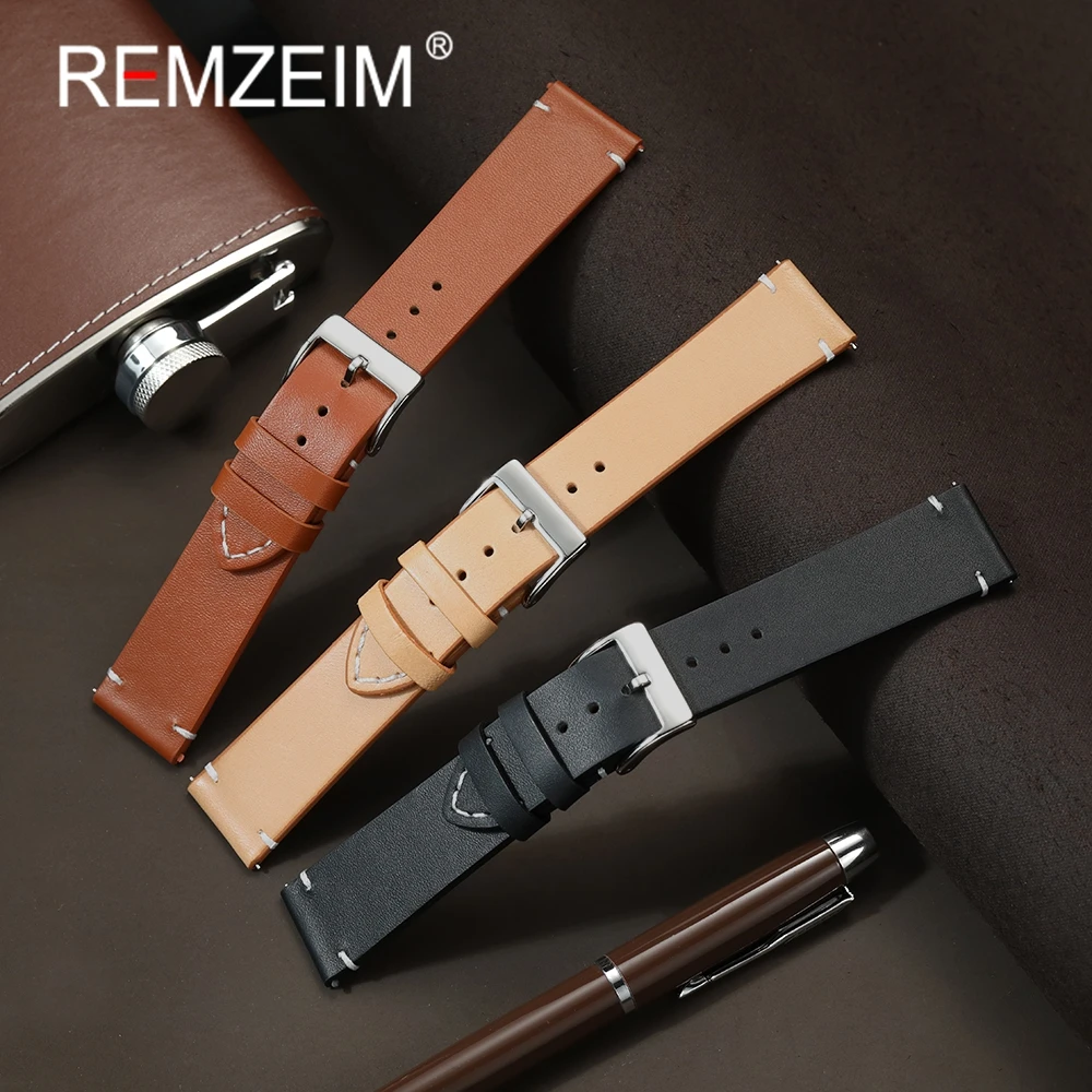 Echtes Leder Armband 16mm 18mm 20mm 22mm 24mm Casual Rindsleder Armband Quick Release Männer frauen Uhrenarmbänder