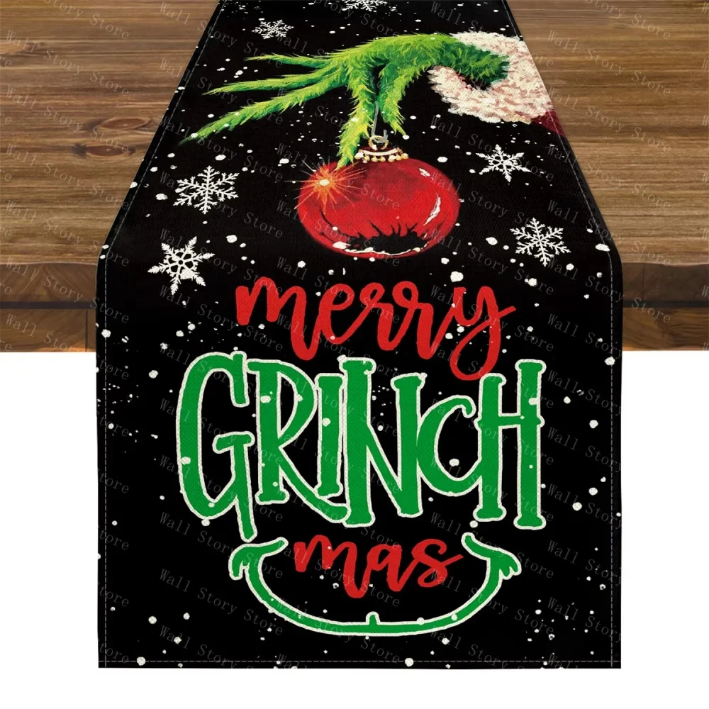 Grinch Lámpara de color Camino de mesa Camino de mesa de Navidad Año nuevo Invierno Decoración de Navidad Decoración de restaurante de Navidad Bandera de mesa