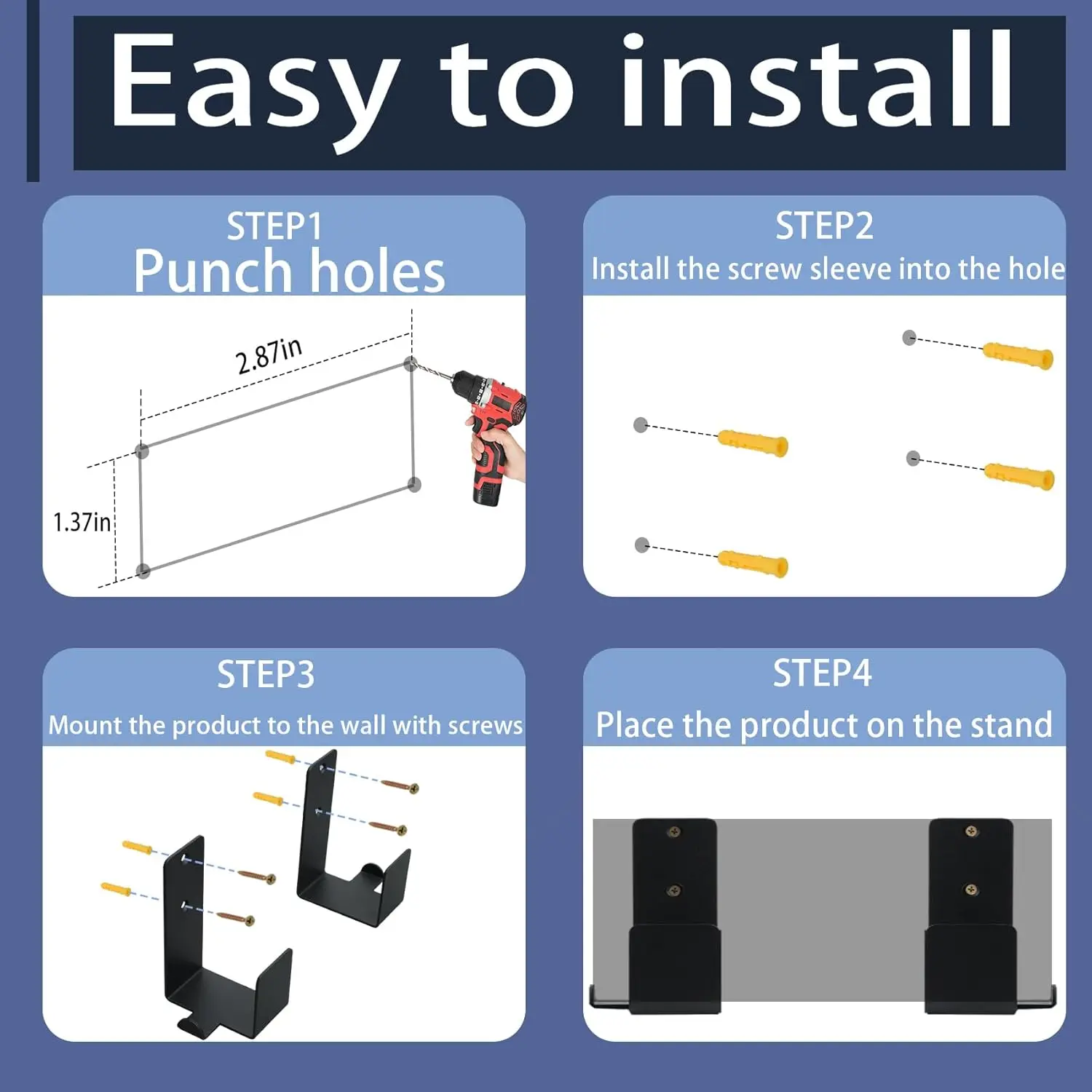 Совместим с Samsung Frame TV One Connect box Настенное крепление Большая версия 43–75 дюймов Большие кронштейны для крепления на стену Вешалка