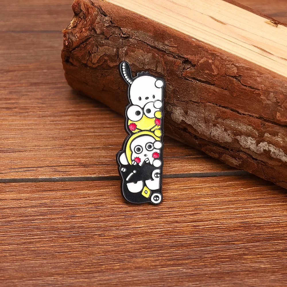 Bonito cão branco esmalte pino dos desenhos animados broche pinos lapela pinos crachá na mochila acessórios traje anime jóias presentes para amigos